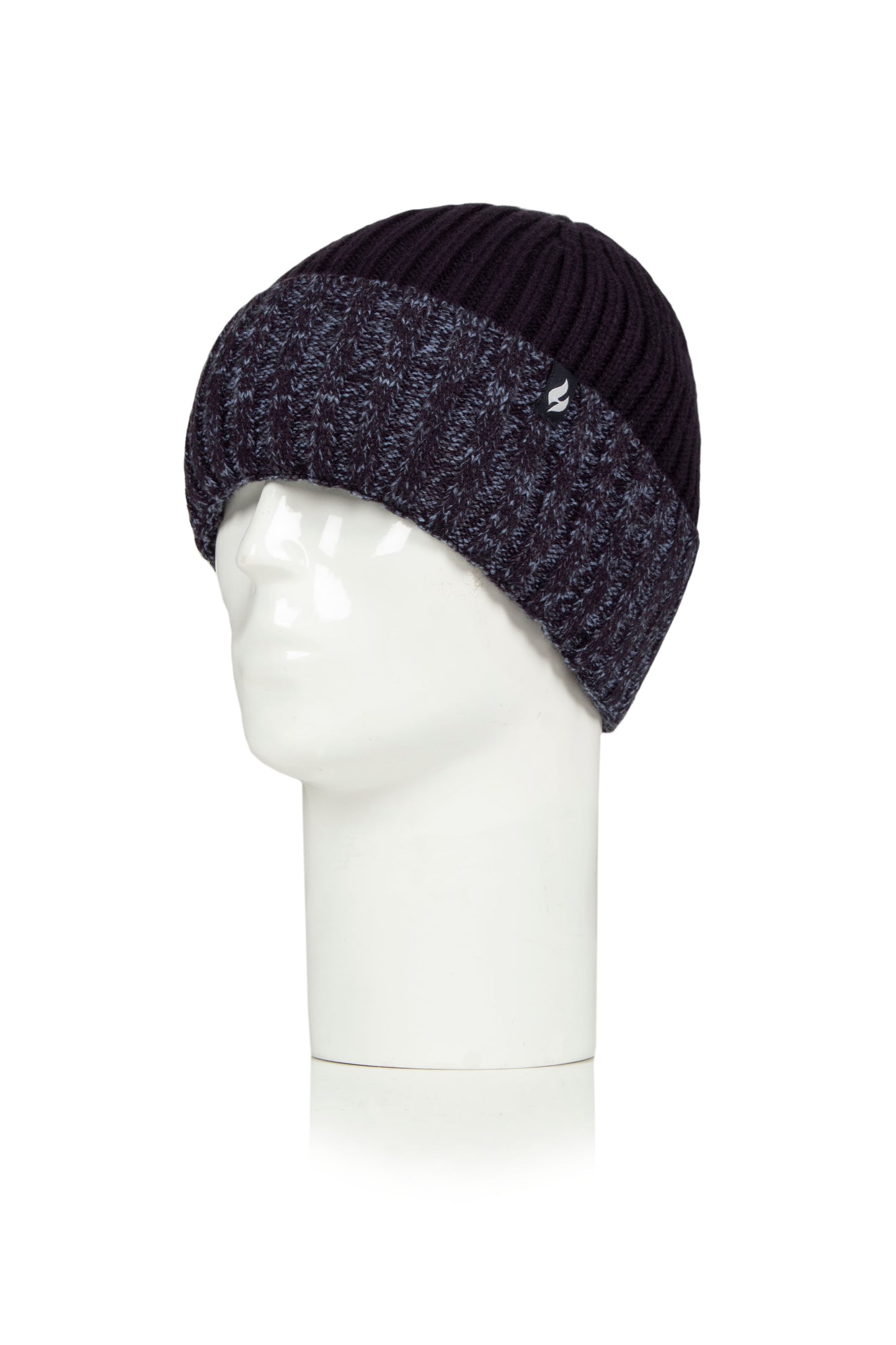 Mens Halmstad Turn Over Cuff Ribbed Hat - Navy