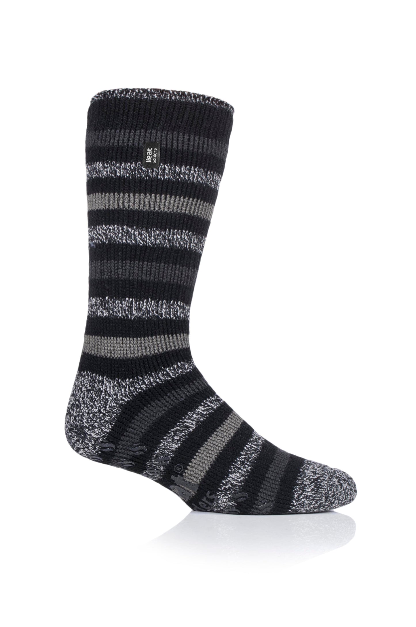Mens Original Siskin Slipper Socks - Black Stripe