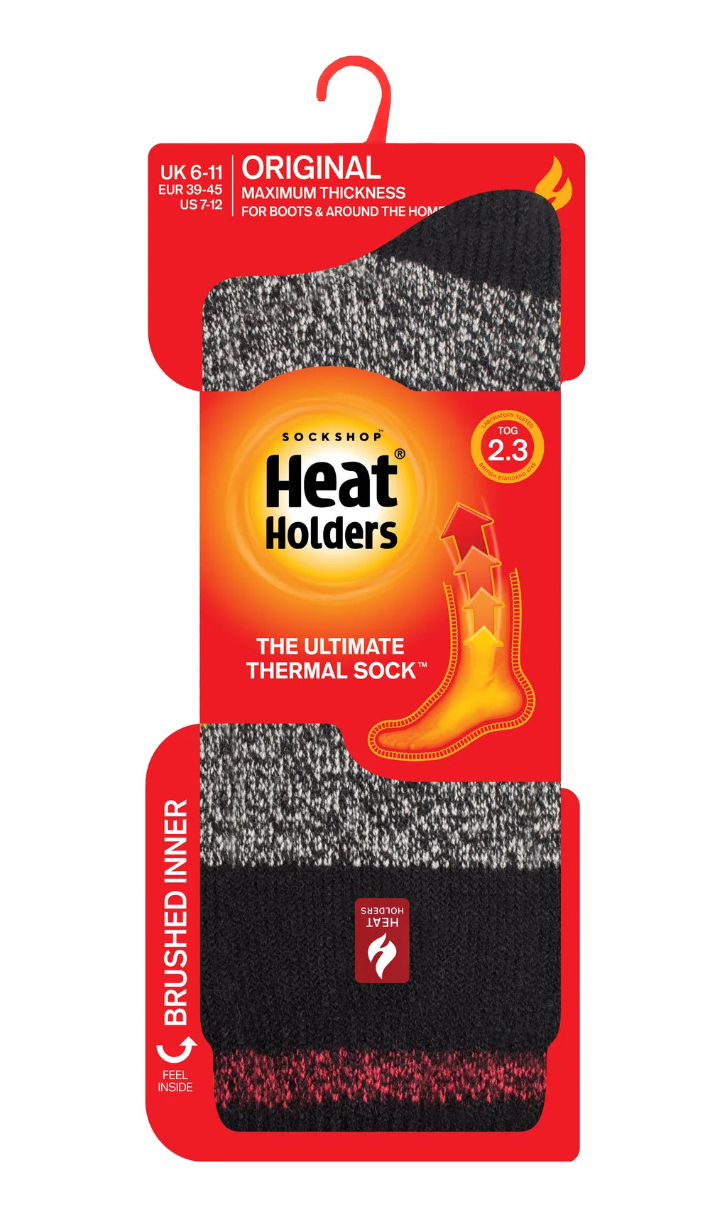 Heat Holders Herren Original Porto mit Blockstreifen – Schwarz & Rot