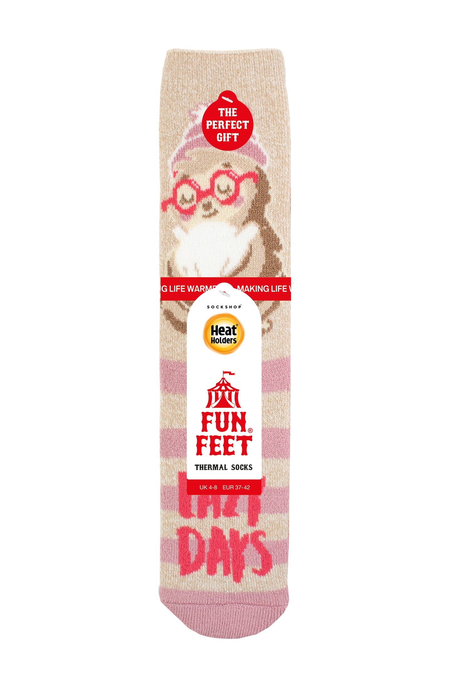 Ladies Lite Fun Feet Novelty Thermal Socks - Lazy Days