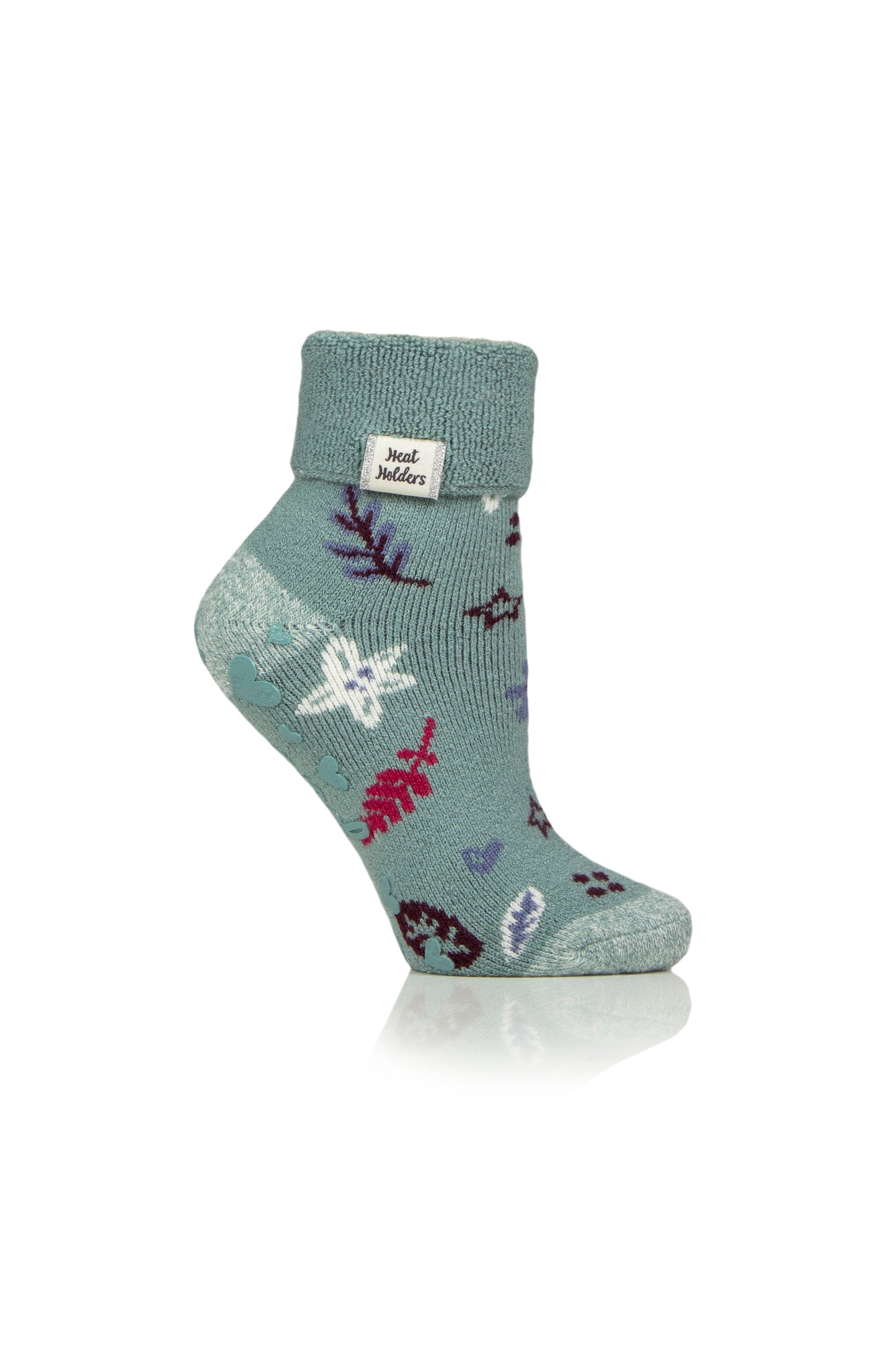 Ladies Lite Lounge Socks with Turnover Top - Winter Bloom