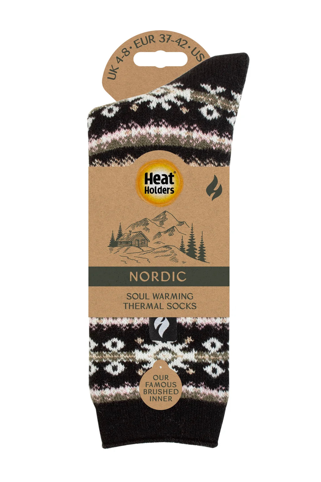 Heat Holders Damen Lite Thermosocken im nordischen Stil – Schwarz & Oliv