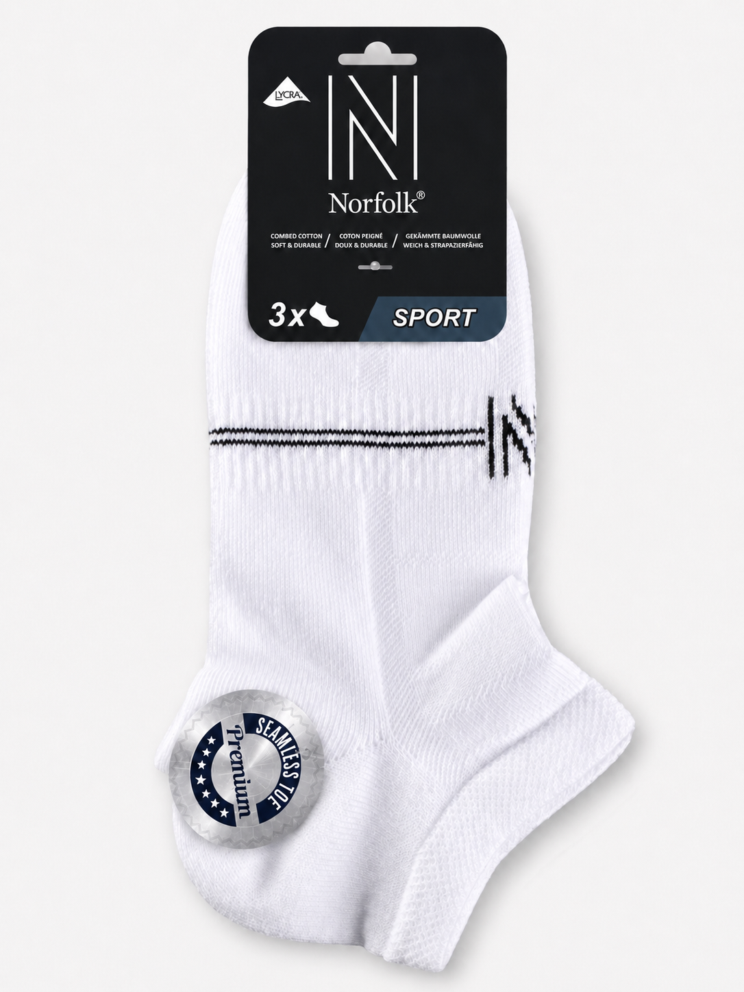 Norfolk Sneaker Socken weiß - 3er Pack