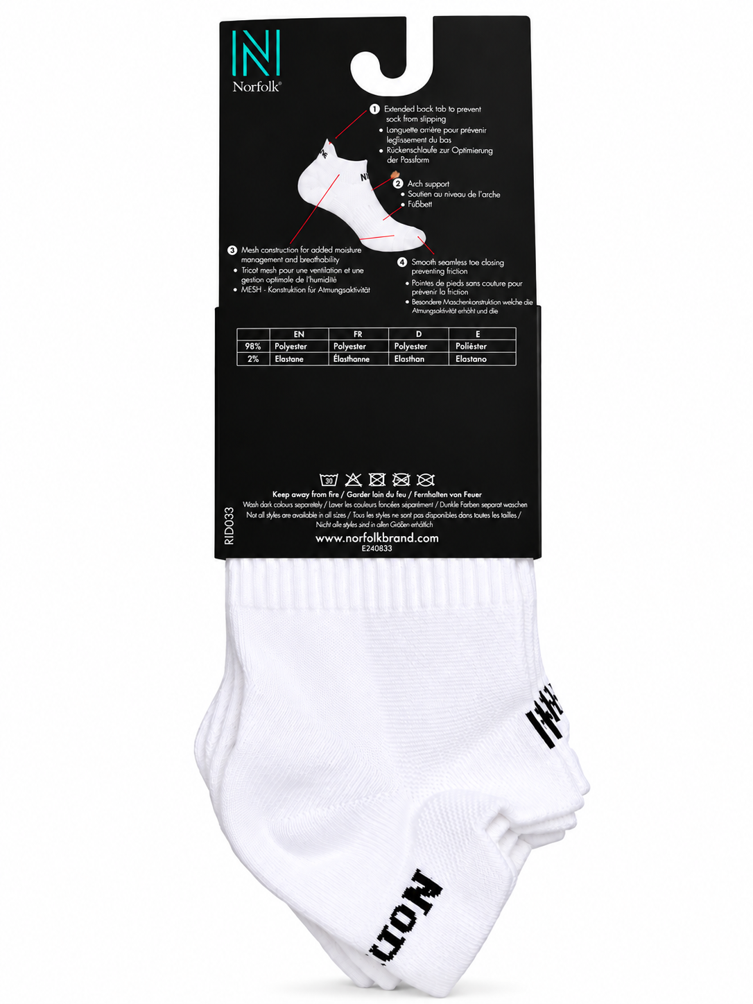 Norfolk Multisport Sneaker-Socken – 3er-Pack Weiß