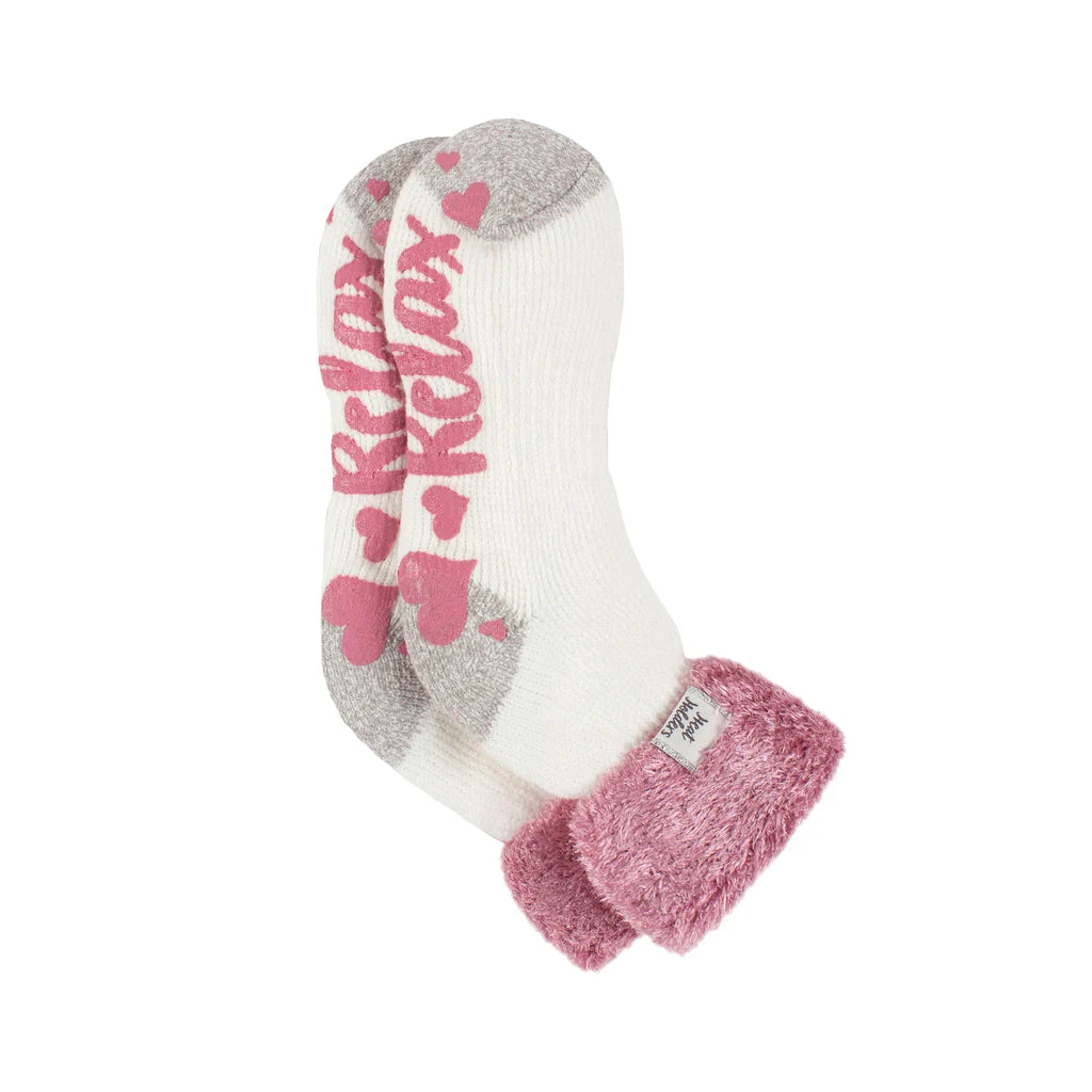 Heat Holders Damen Original Lounge-Socken mit umschlagbarem Federbund in Pink & Creme