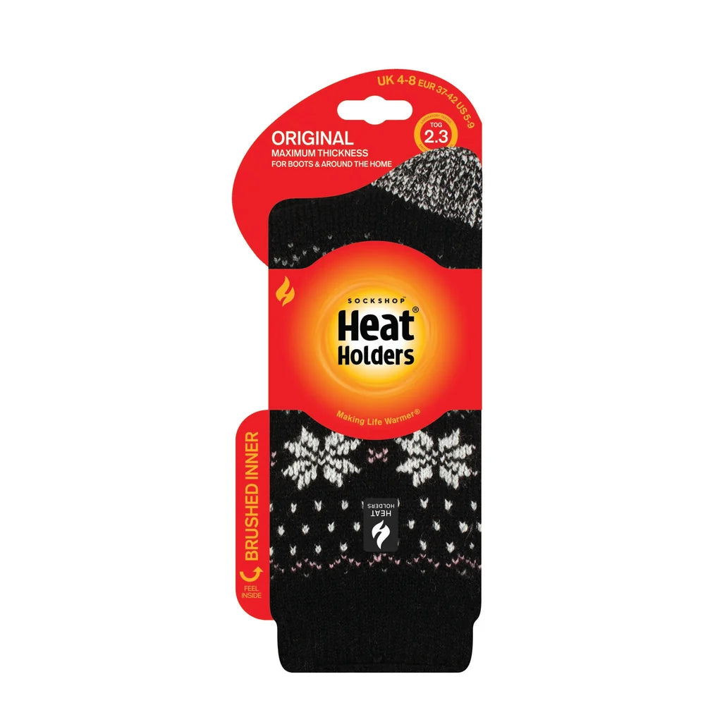 Heat Holders Damen Original Jacquard Thermosocken - Schwarzes Fairisle