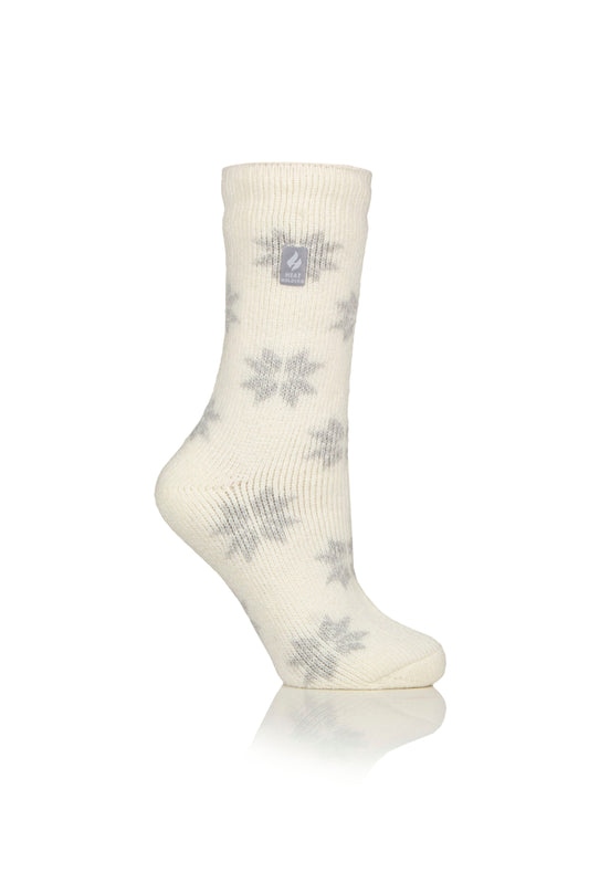 Ladies Original Jacquard Socks - Cream Snowflake