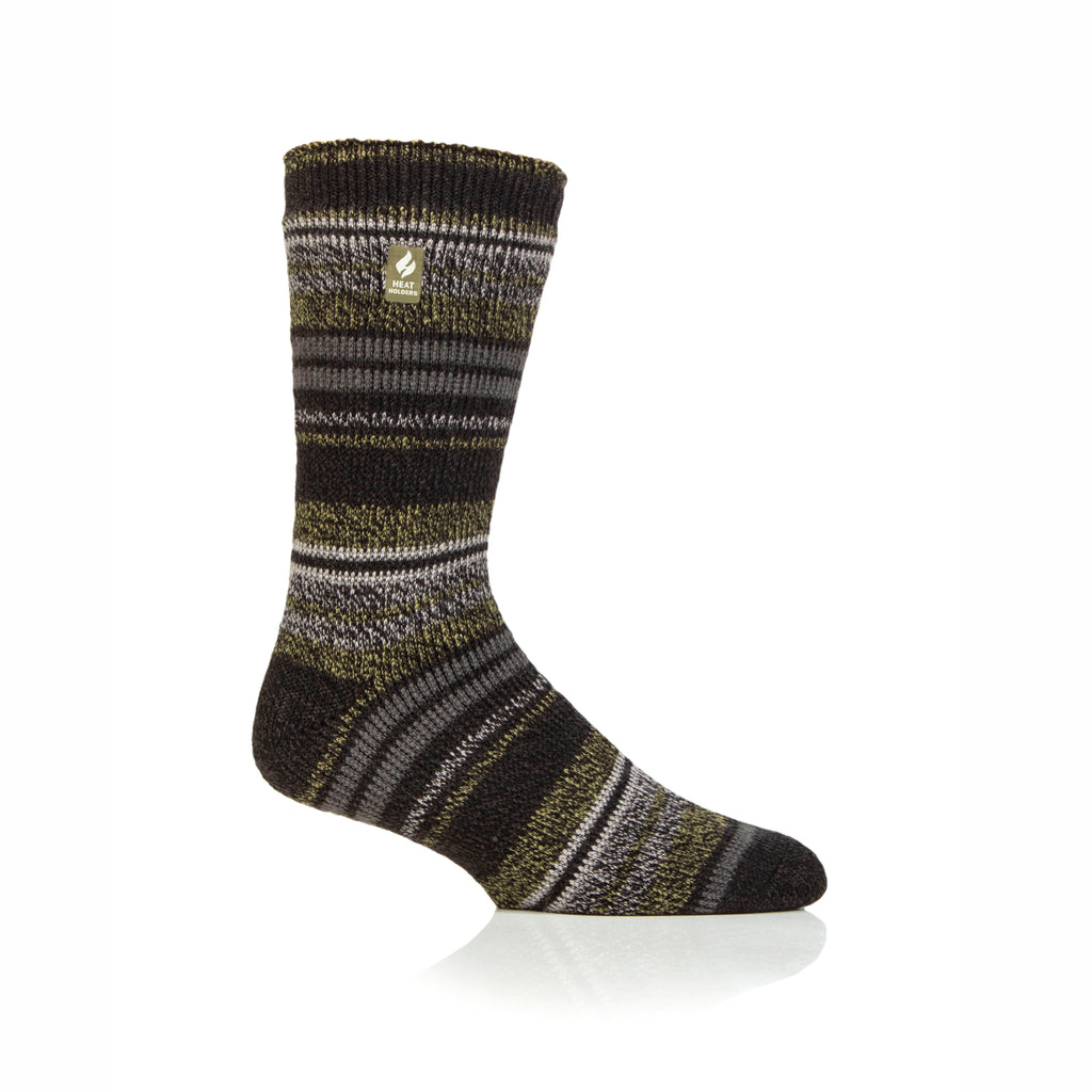 Heat Holders Herren Original Bari Thermosocken mit mehreren Streifen – Olivgrün