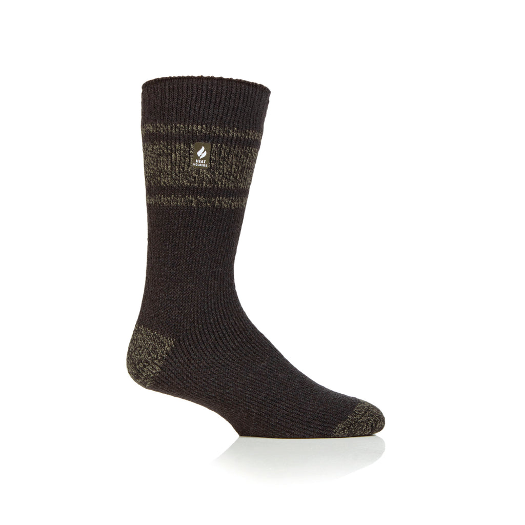 Heat Holders Herren Original Athens Stripe Thermosocken – Anthrazit & Oliv