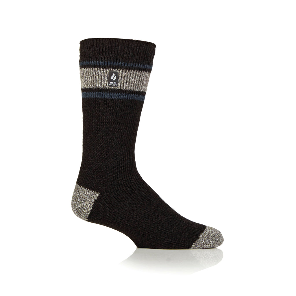 Heat Holders Herren Original Fraser Thermosocken mit Bündchen und Streifen – Anthrazit & Grau