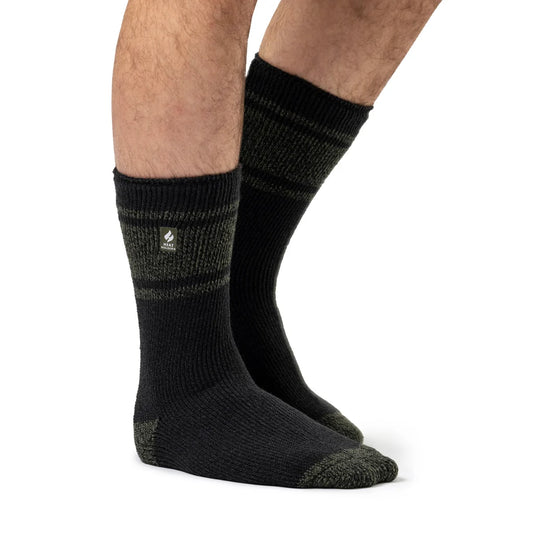 Heat Holders Herren Original Athens Stripe Thermosocken – Anthrazit & Oliv