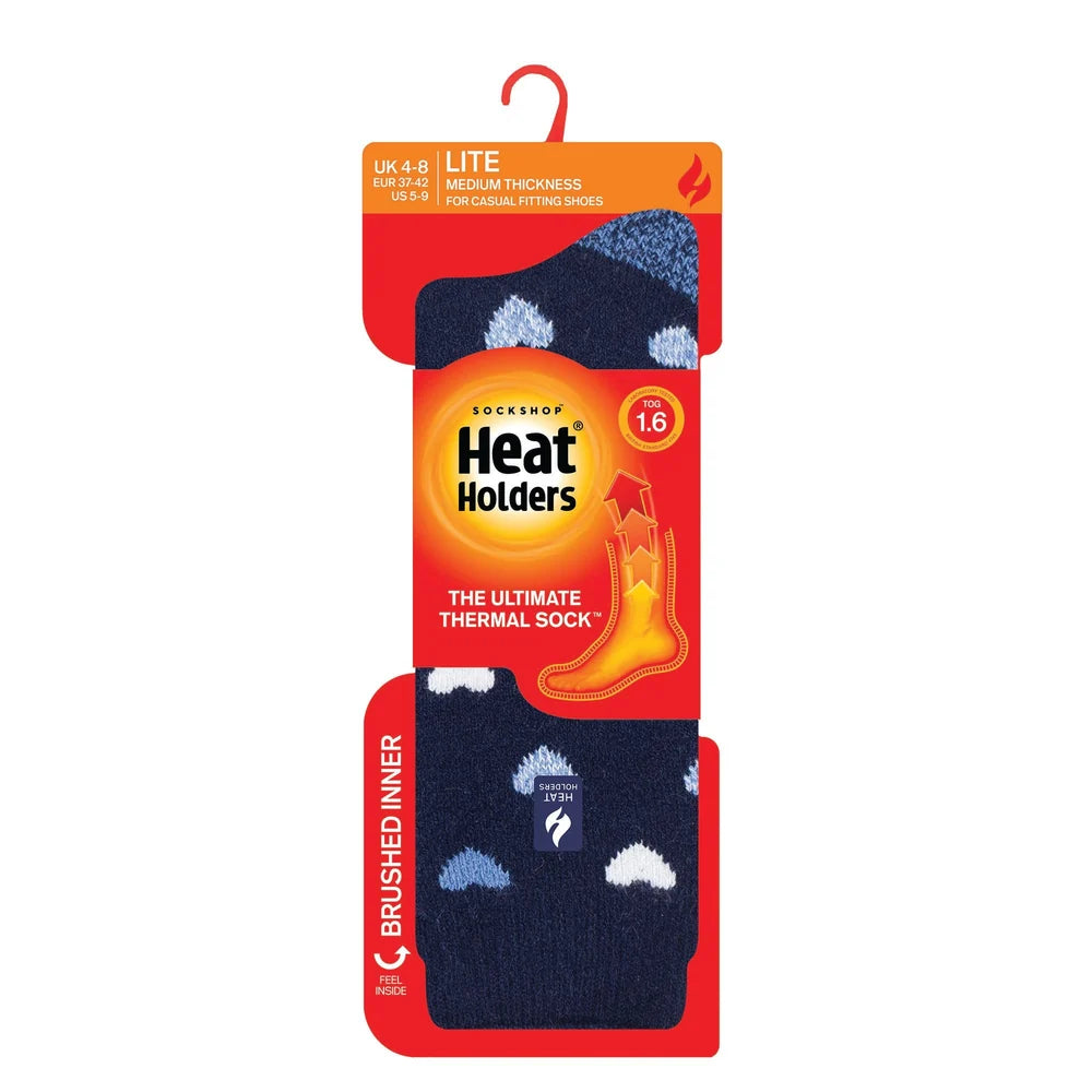 Heat Holders Damen Lite Thermosocken Lanuza mit Blumenmuster – Zartes Marineblau