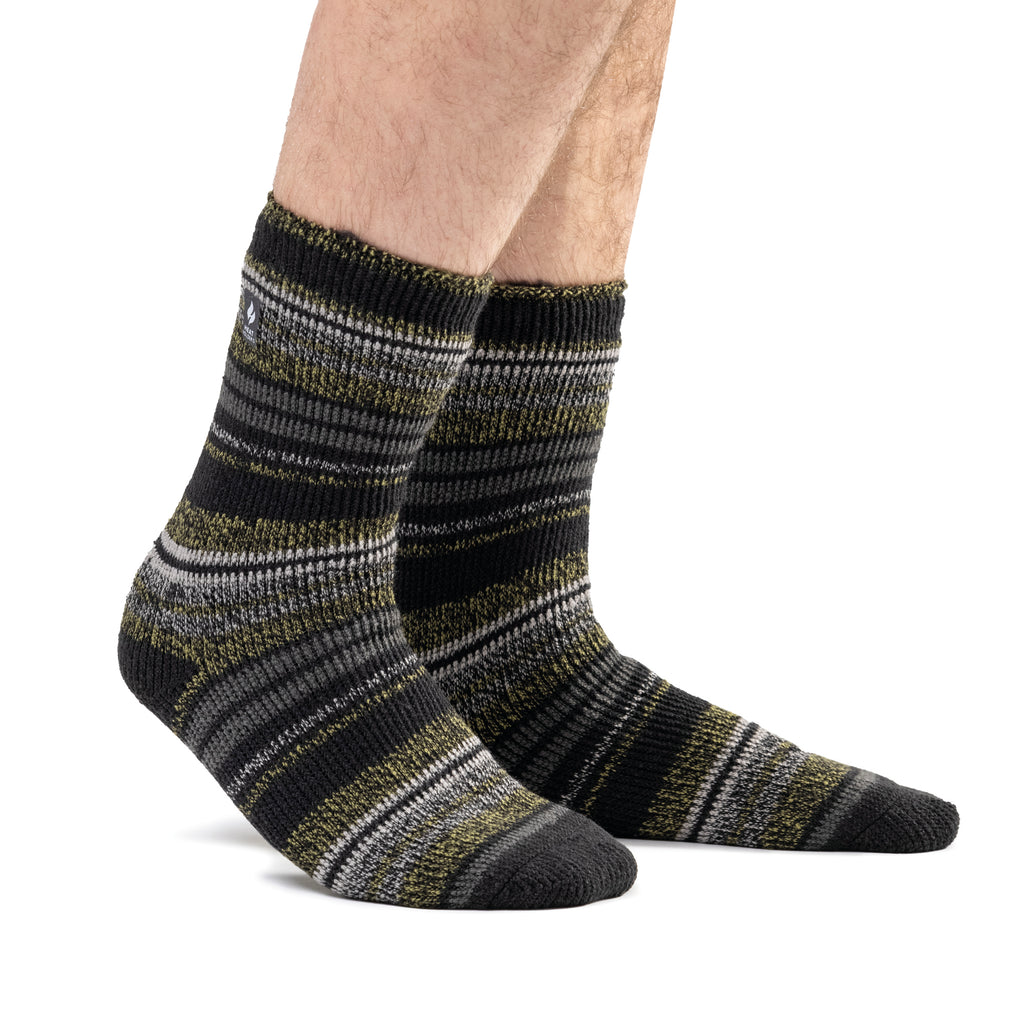 Heat Holders Herren Original Bari Thermosocken mit mehreren Streifen – Olivgrün
