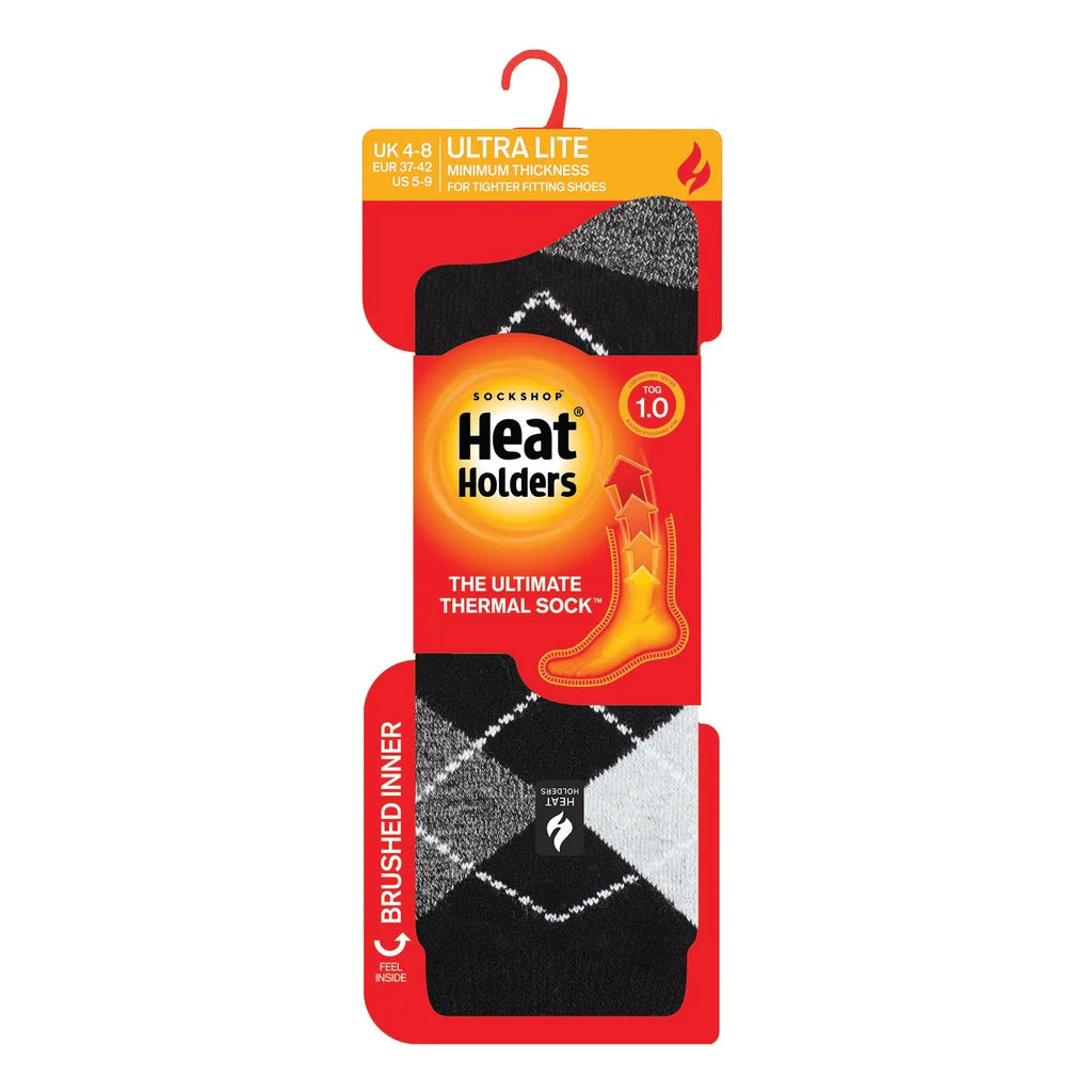 Heat Holders Damen Ultra Lite Thermosocken Valletta Argyle - Schwarz & Grau