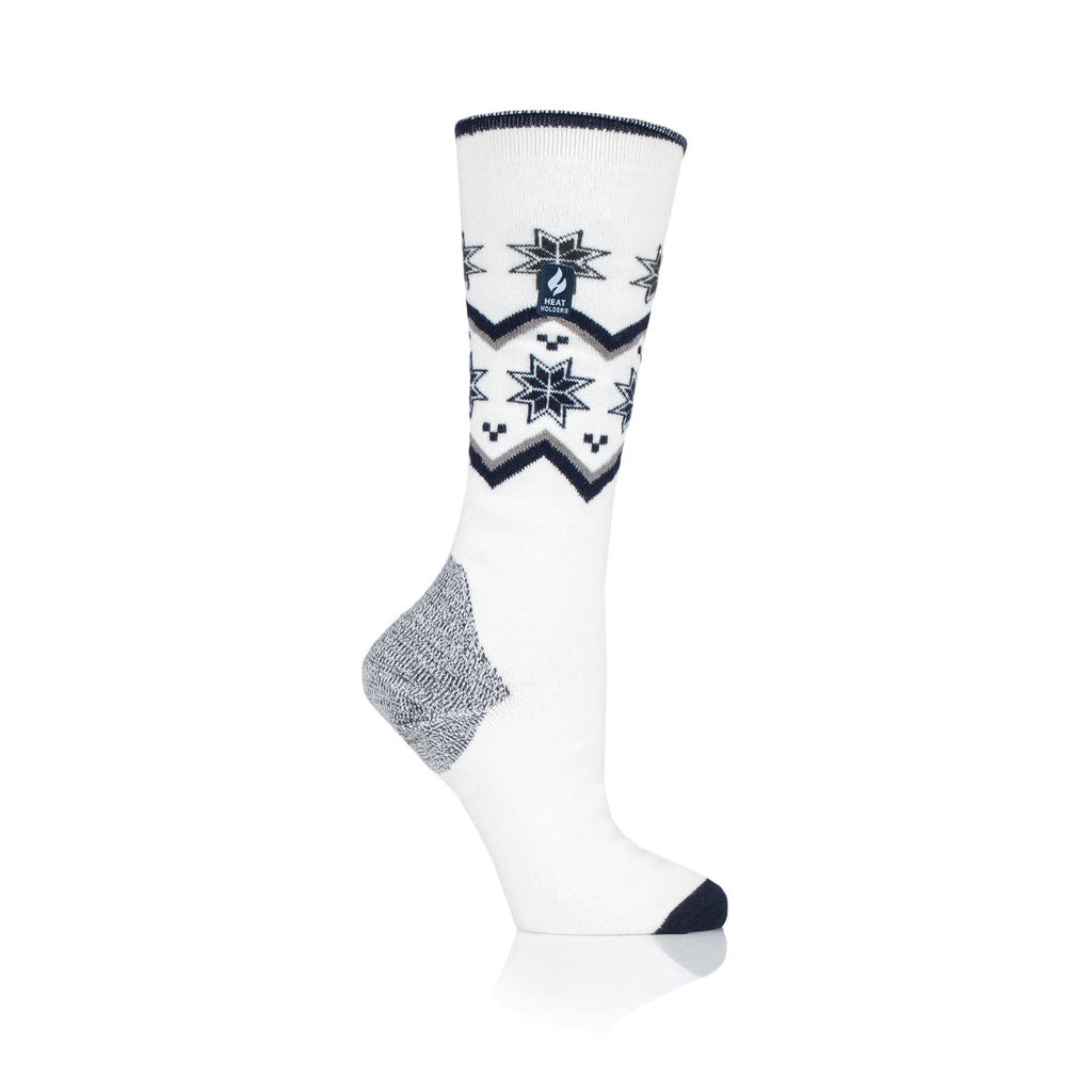 Heat Holders Damen Ultraleichte lange Ski- und Snowboardsocken - Creme Fairisle